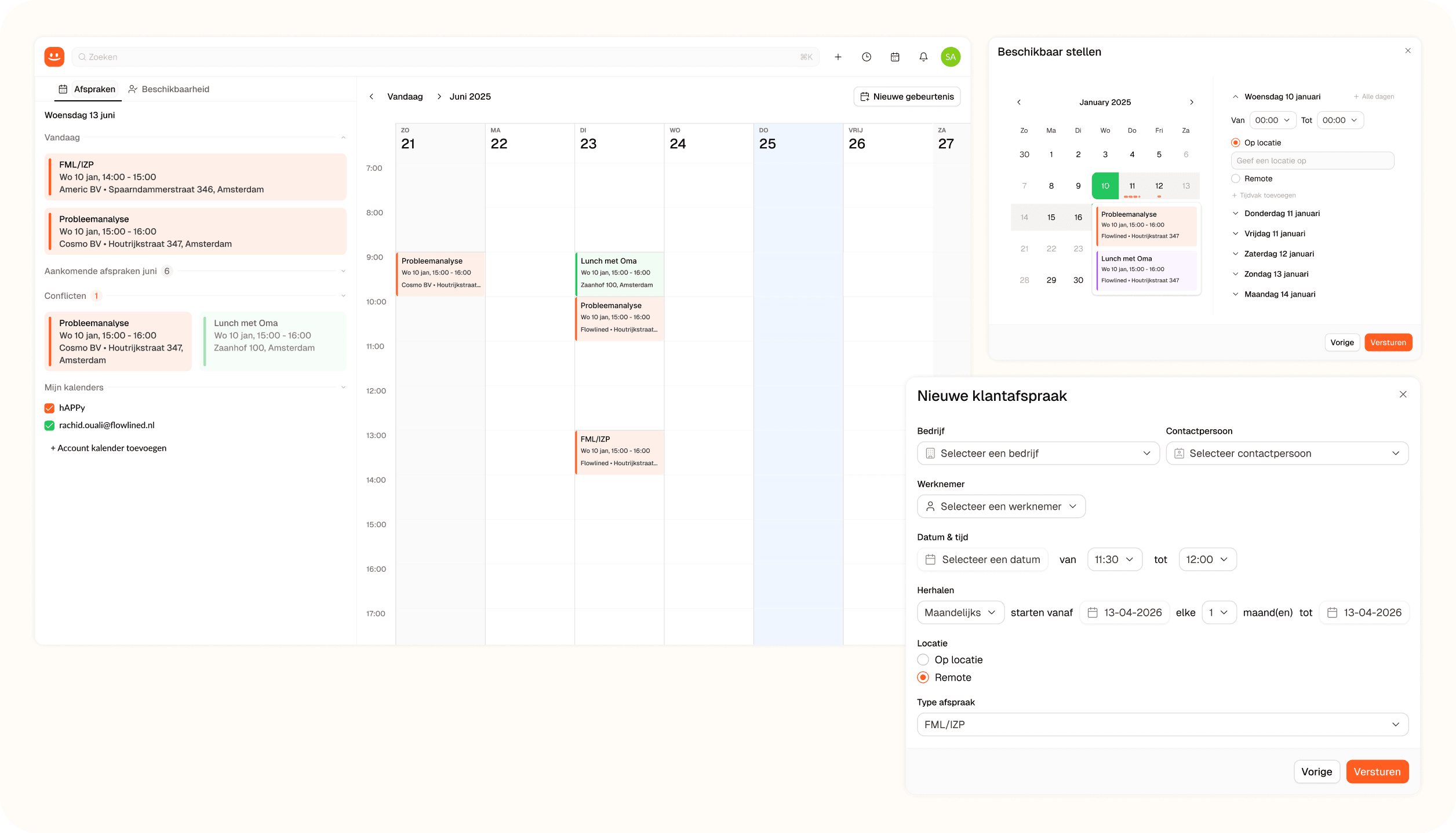 Happy planning calendar with week view and a date-and-time picker